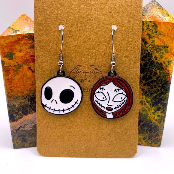 Jack Skellington Halloween charm earrings, nightmare before Christmas, Sally - Picture 1 of 2